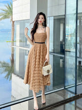 Spaghetti Straps Aline Floral Dress S / BurlyWood